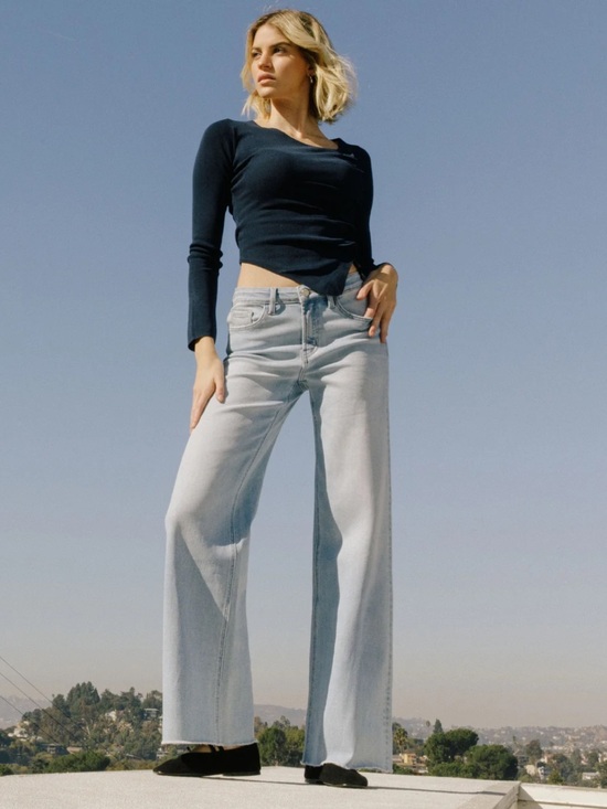 Vervet Denim - High-Rise Light Blue Wide-Leg Jeans for Women